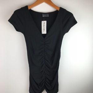 NWT Michael Stars Black Stretchy Shine T Shirt OS